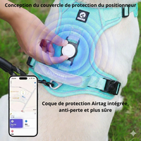 Harnais Anti-Traction avec Support AirTag Intégré – Retrouvez Votre Chien en 1 Clic + Laisse Offerte