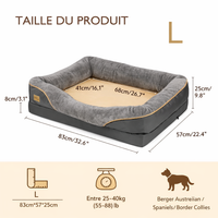 Panier Orthopédique Chien Senior Grande Taille Anti-Douleurs, Lavable, Antidérapant