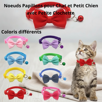 Collier Nœud Papillon Chat avec Clochette - Élégant et Réglable pour Chaton et Chat Adulte