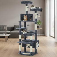 Arbre à chat design en peluche avec espaces de repos et d'escalade multiples
