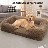 Happy Animalia plush anti-stress dog bed in brown, with raised edges for comfort and security.