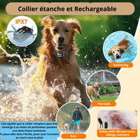 Happy Animalia GPS anti-escape collar for dogs, waterproof IPX7, rechargeable, with vibration and sound alerts for invisible fencing up to 2000m.