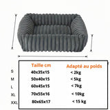 Happy Animalia grey plush dog bed with memory foam for senior dogs, orthopedic support.