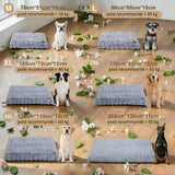 Happy Animalia grey plush dog bed with orthopedic foam, available in multiple sizes. Soft, washable, and waterproof.
