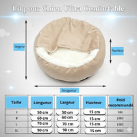 Happy Animalia beige orthopedic dog bed with plush lining and raised edges for small dogs and cats.