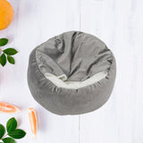 Happy Animalia grey orthopedic dog bed with plush lining and raised edges for comfort and support.