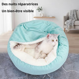 Happy Animalia light blue orthopedic pet bed with plush lining and raised edges, perfect for small dogs and cats.