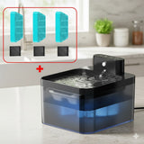 Happy Animalia automatic pet water fountain with smart sensor, 2.2L capacity, and 7-day autonomy. Includes 3 filters.