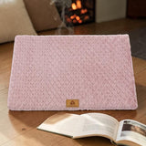Happy Animalia pink orthopedic dog bed with waterproof faux fur, 3D foam for arthritis relief.