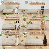 Happy Animalia plush dog bed in beige, orthopedic foam, washable cover, available in multiple sizes.