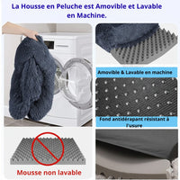 Happy Animalia dark grey plush dog and cat calming bed with removable, washable cover and non-slip base.