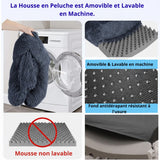 Happy Animalia dark grey plush dog and cat calming bed with removable, washable cover and non-slip base.