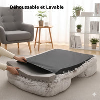 Happy Animalia plush dog and cat calming bed with removable, washable cover and orthopedic foam.