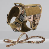 Happy Animalia tactical dog harness and leash set in camouflage nylon with MOLLE system and padded lining.