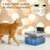 Happy Animalia automatic cat water fountain with smart sensor, 2.2L capacity, promotes hydration and kidney health.