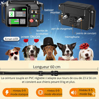 Happy Animalia GPS anti-escape collar for dogs, invisible fence, 2000m range, vibration and sound alerts, waterproof IP67.