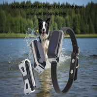 Happy Animalia GPS tracker for dogs and cats, black and silver, waterproof and durable.