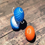 Happy Animalia blue and orange interactive dog toy ball with random movement for mental stimulation. Durable, non-toxic material.