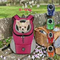 Sac à dos de randonnée pour chien Happy Animalia en filet rose, avec ouverture pour la tête et bretelles réglables. Convient aux petits chiens jusqu'à 12 kg