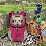 Sac à dos de randonnée pour chien Happy Animalia en filet rose, avec ouverture pour la tête et bretelles réglables. Convient aux petits chiens jusqu'à 12 kg