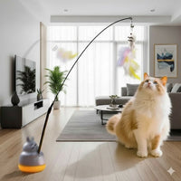 Jouet rotatif pour chat avec plumes et clochettes"